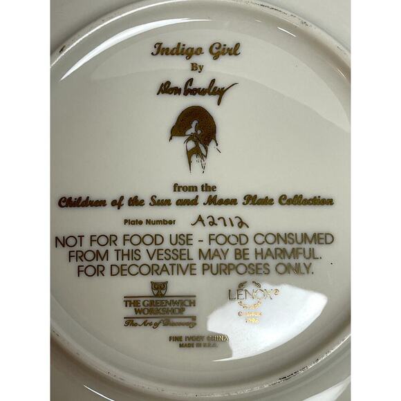 Lenox Indigo Girl by Don Crowley Collectable Plate - Picture 4 of 4